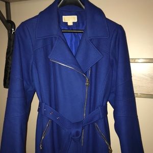 Michael Kors Blue Winter Coat with Gold Hardware
